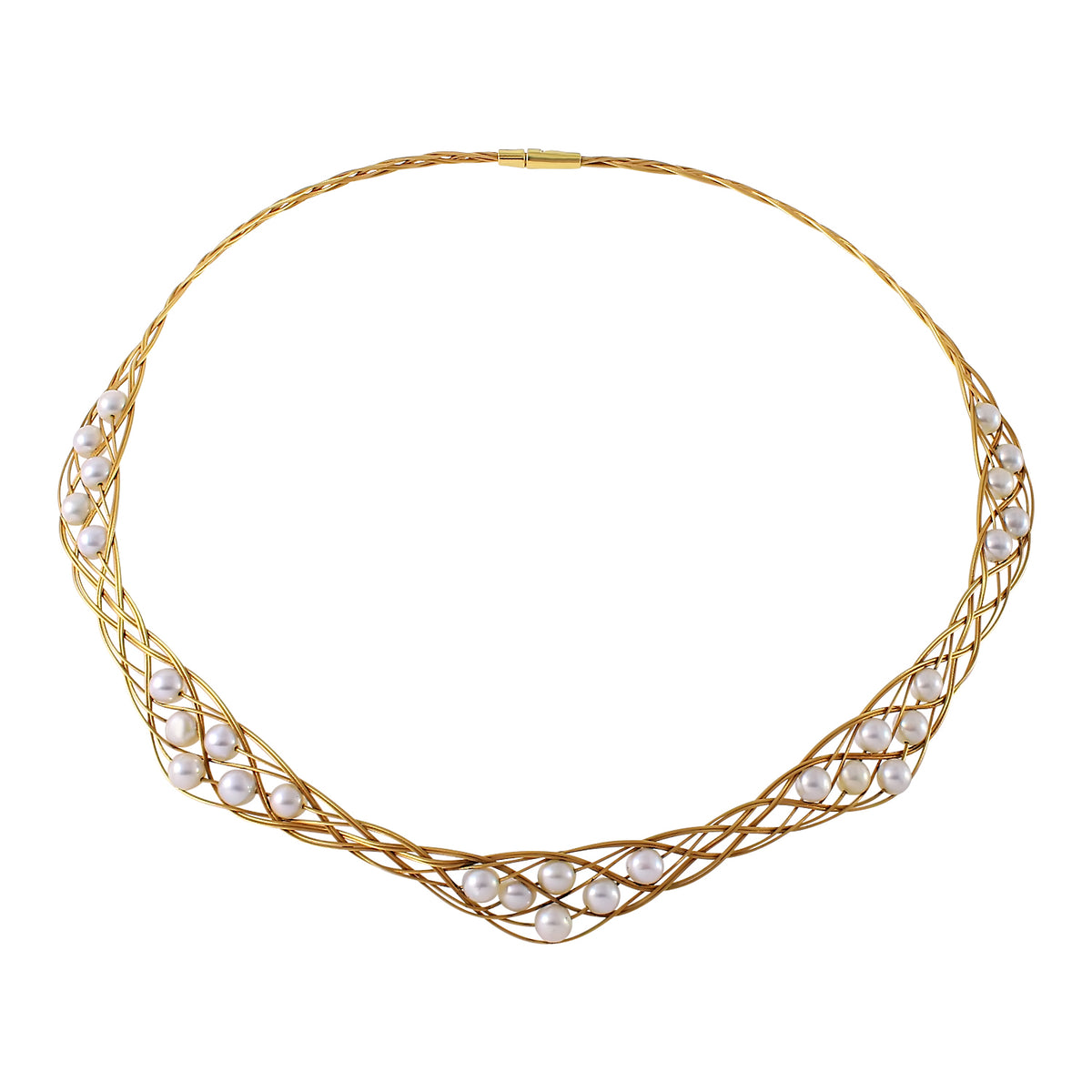 18KT Yellow Gold Pearl Necklace Length 16
