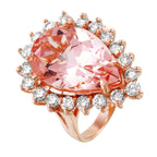 14KT Rose Gold 10.43ctw Morganite Diamond Cocktail Ring Size 6.5