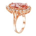 14KT Rose Gold 10.43ctw Morganite Diamond Cocktail Ring Size 6.5