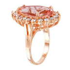 14KT Rose Gold 10.43ctw Morganite Diamond Cocktail Ring Size 6.5
