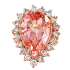 14KT Rose Gold 10.43ctw Morganite Diamond Cocktail Ring Size 6.5