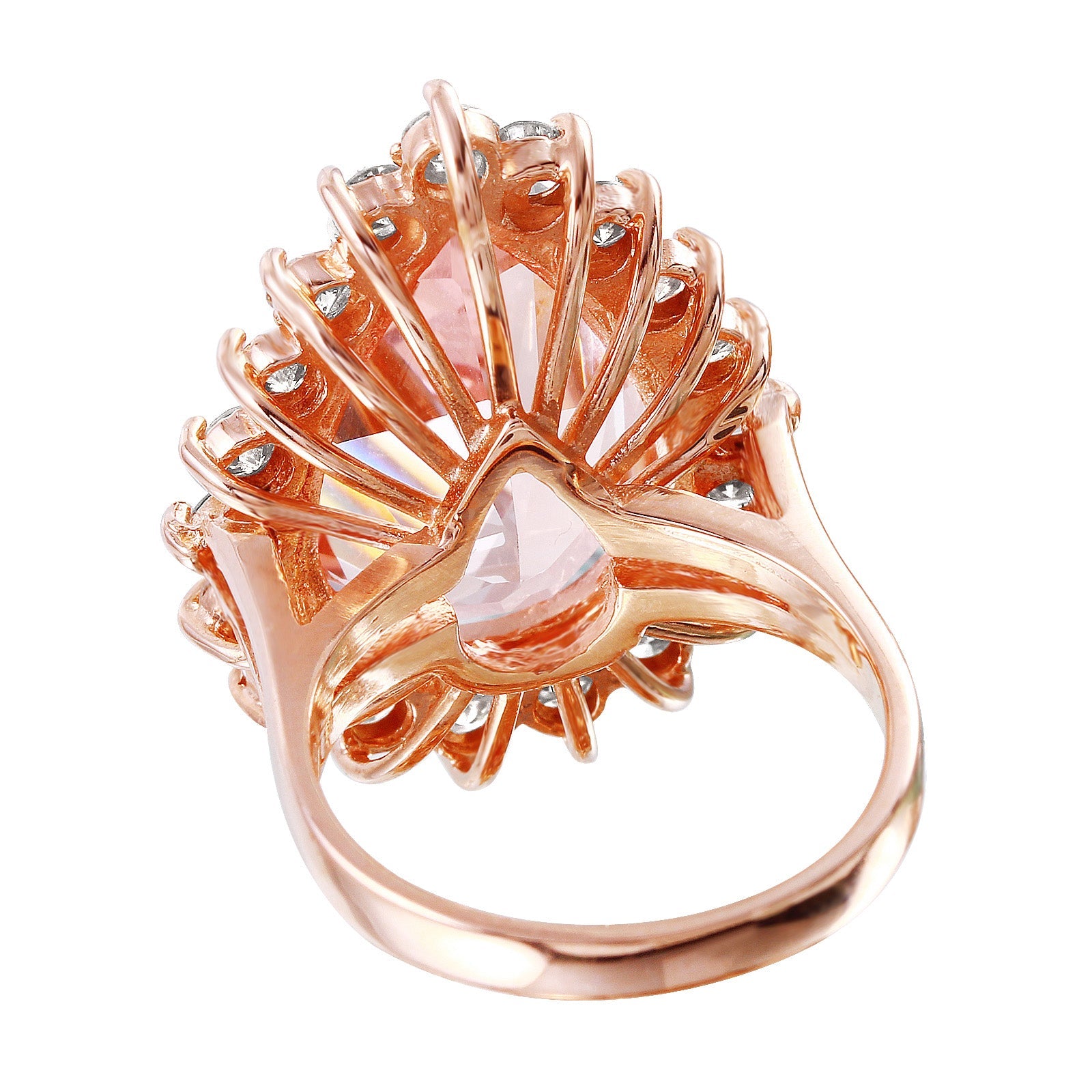 14KT Rose Gold 10.43ctw Morganite Diamond Cocktail Ring Size 6.5