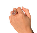 14KT Rose Gold 10.43ctw Morganite Diamond Cocktail Ring Size 6.5