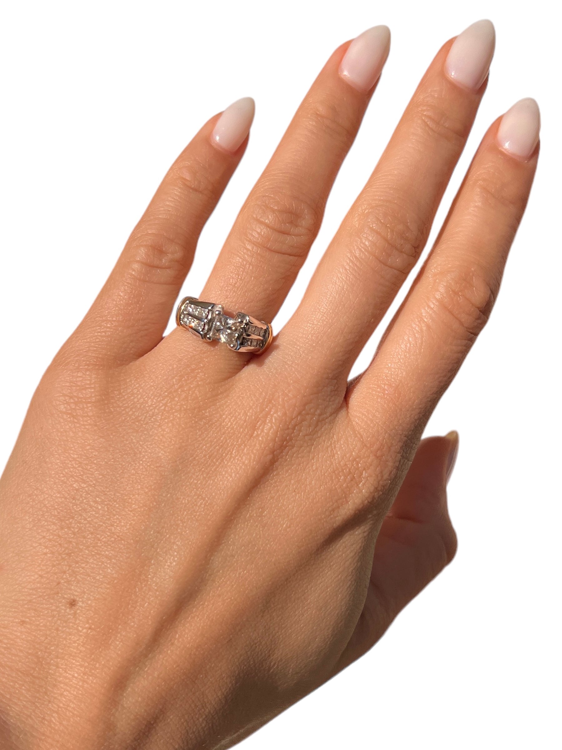 14KT Two Tone Gold 1.50ctw Diamond Engagement Ring Size 6.5