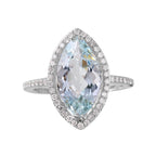 14KT White Gold 4.4ctw Aquamarine Diamond Ring Size 6.5