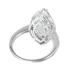 14KT White Gold 4.4ctw Aquamarine Diamond Ring Size 6.5