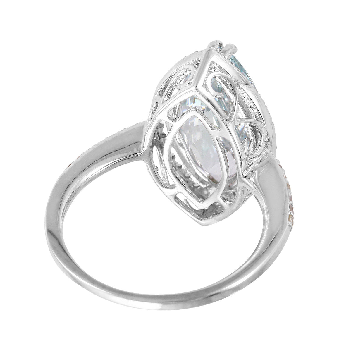 14KT White Gold 4.4ctw Aquamarine Diamond Ring Size 6.5