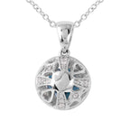 14KT White Gold 1.31ctw Blue Diamond & Brilliant Cut Diamonds Pendant Chain Length 16 In.