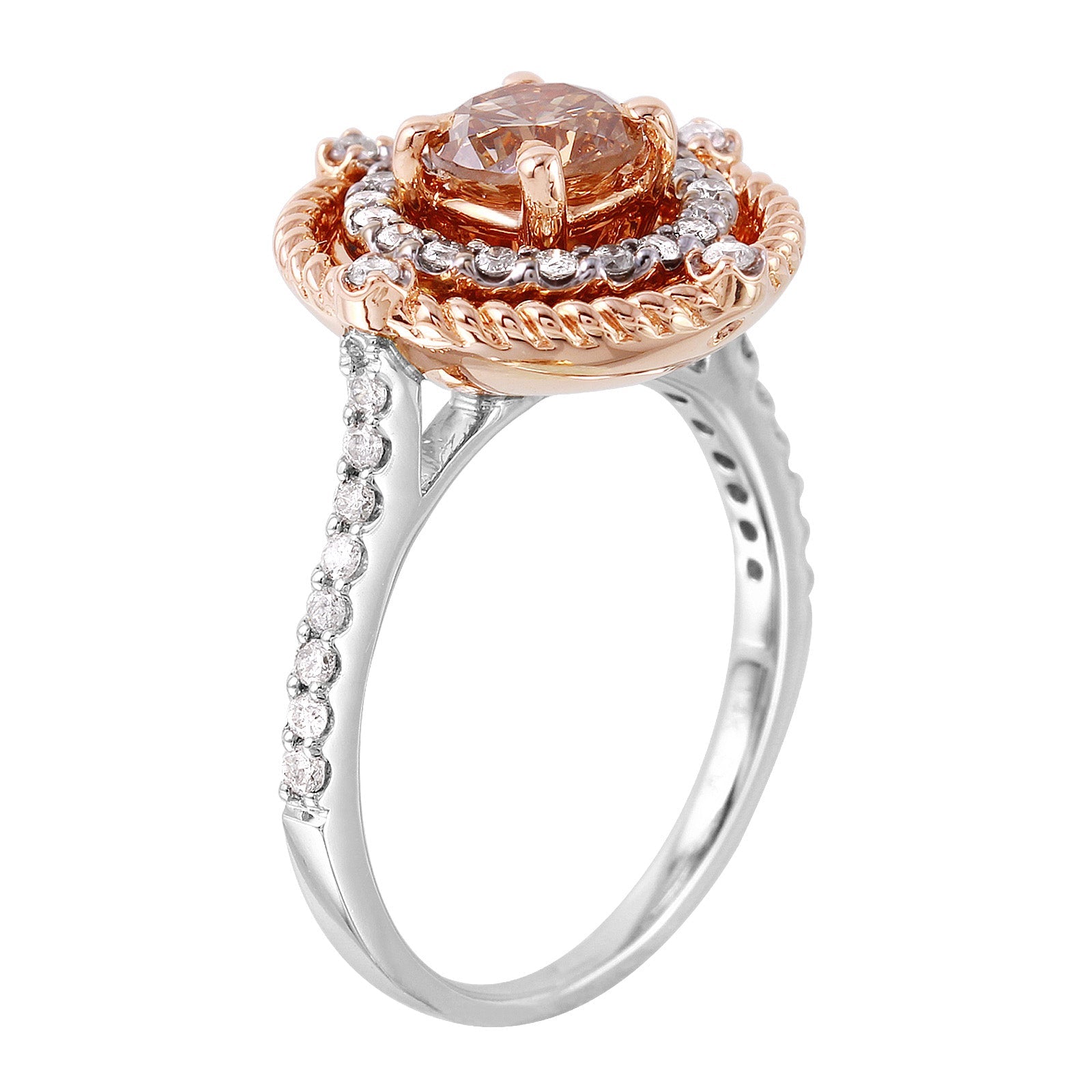 14KT Two Tone Gold 1.16ctw Diamond Engagement Ring Size 7