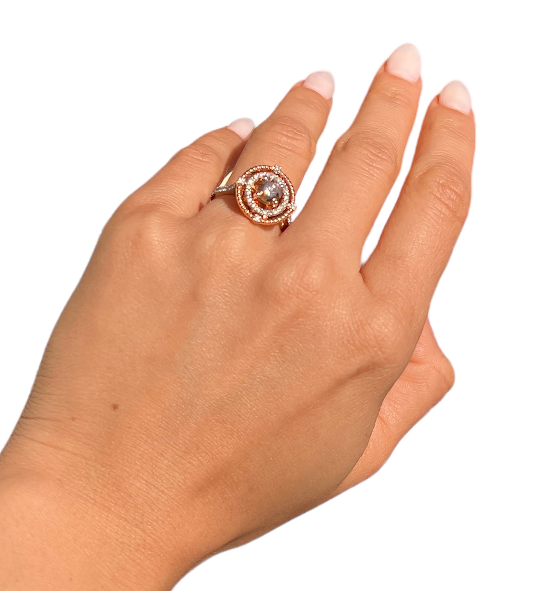 14KT Two Tone Gold 1.16ctw Diamond Engagement Ring Size 7