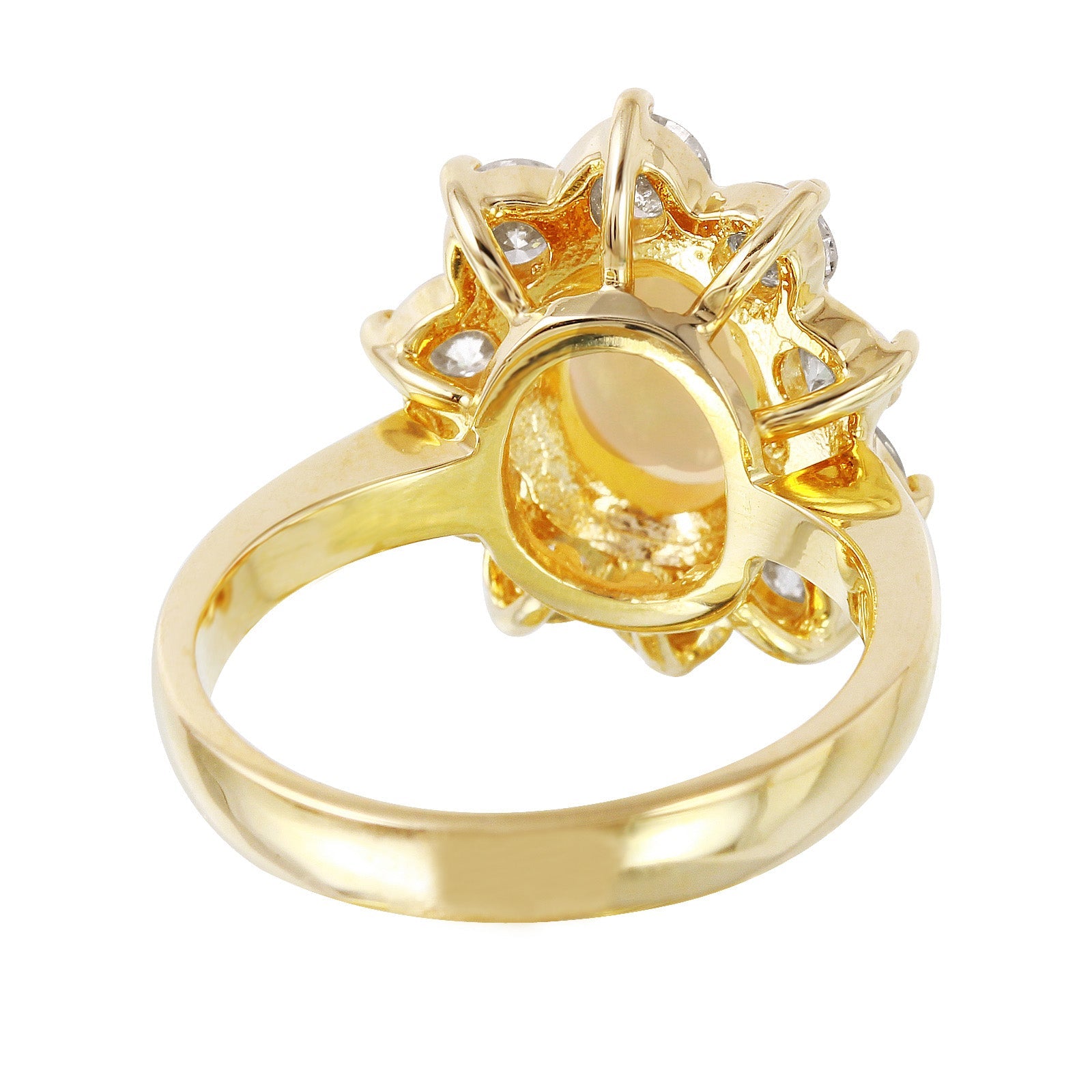 14KT Yellow Gold 2.69ctw Opal Diamond Cocktail Ring Size 7