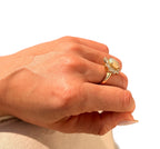 14KT Yellow Gold 2.69ctw Opal Diamond Cocktail Ring Size 7