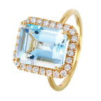 14KT Yellow Gold 6.40ctw Topaz Diamond Cocktail Ring Size 7