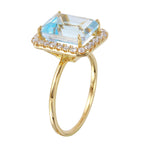 14KT Yellow Gold 6.40ctw Topaz Diamond Cocktail Ring Size 7