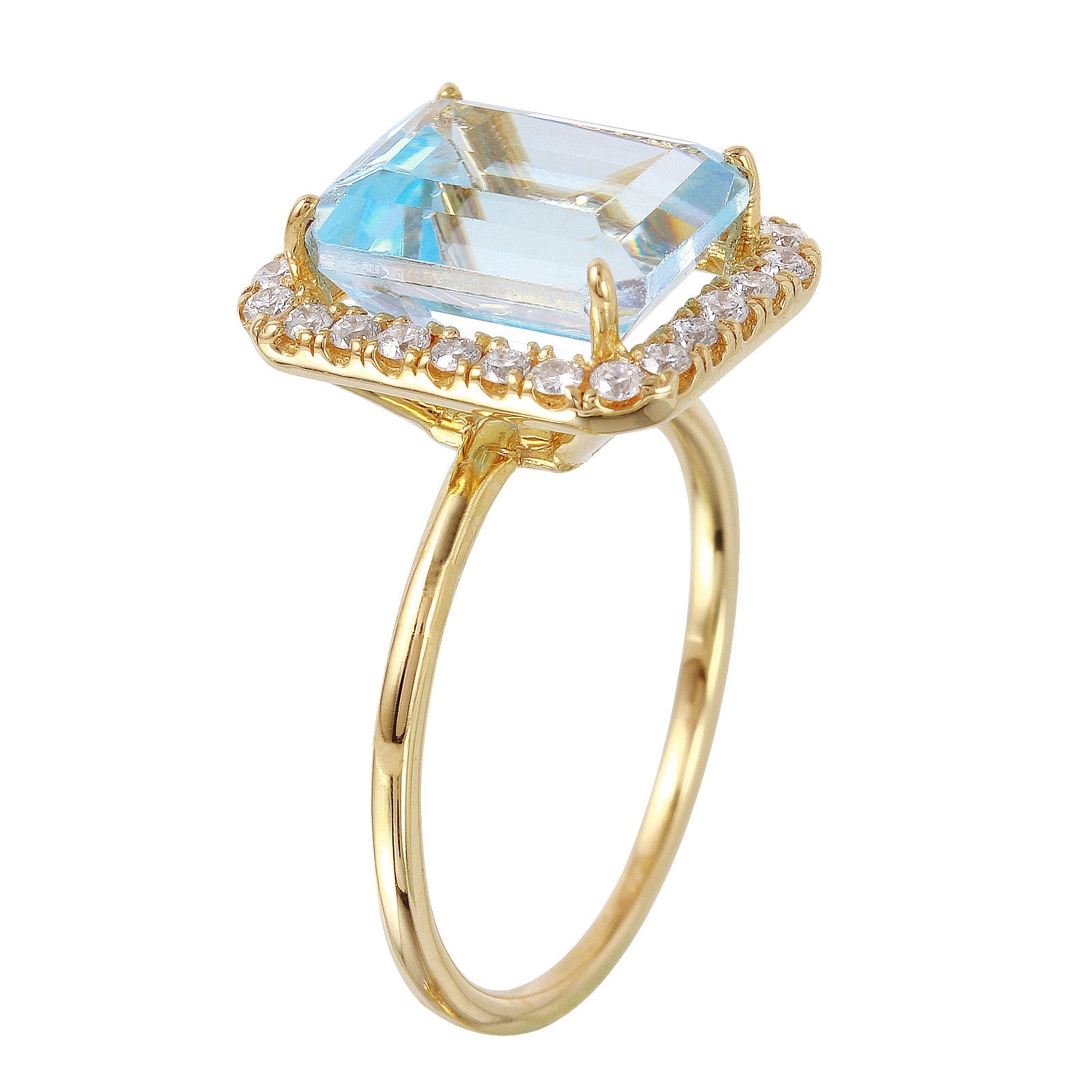 14KT Yellow Gold 6.40ctw Topaz Diamond Cocktail Ring Size 7