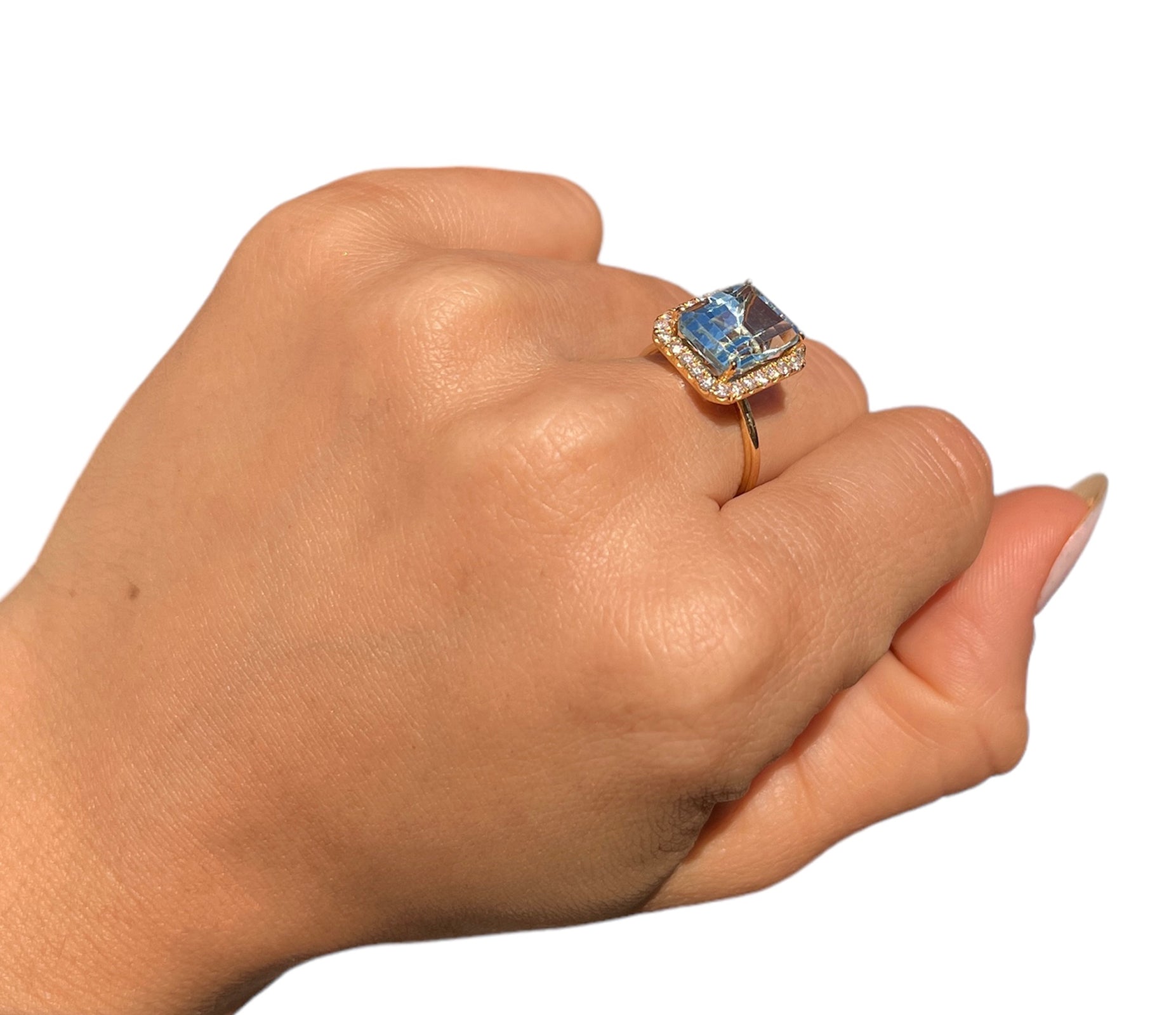 14KT Yellow Gold 6.40ctw Topaz Diamond Cocktail Ring Size 7