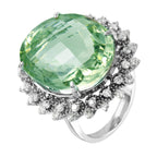 14KT White Gold 31.29ctw Amethyst Diamond Cocktail Ring Size 6.5