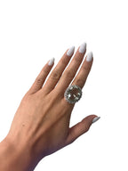 14KT White Gold 31.29ctw Amethyst Diamond Cocktail Ring Size 6.5