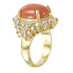 14KT Yellow Gold 10.36ctw Coral Diamond Cocktail Ring Size 6.75