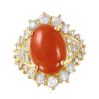 14KT Yellow Gold 10.36ctw Coral Diamond Cocktail Ring Size 6.75