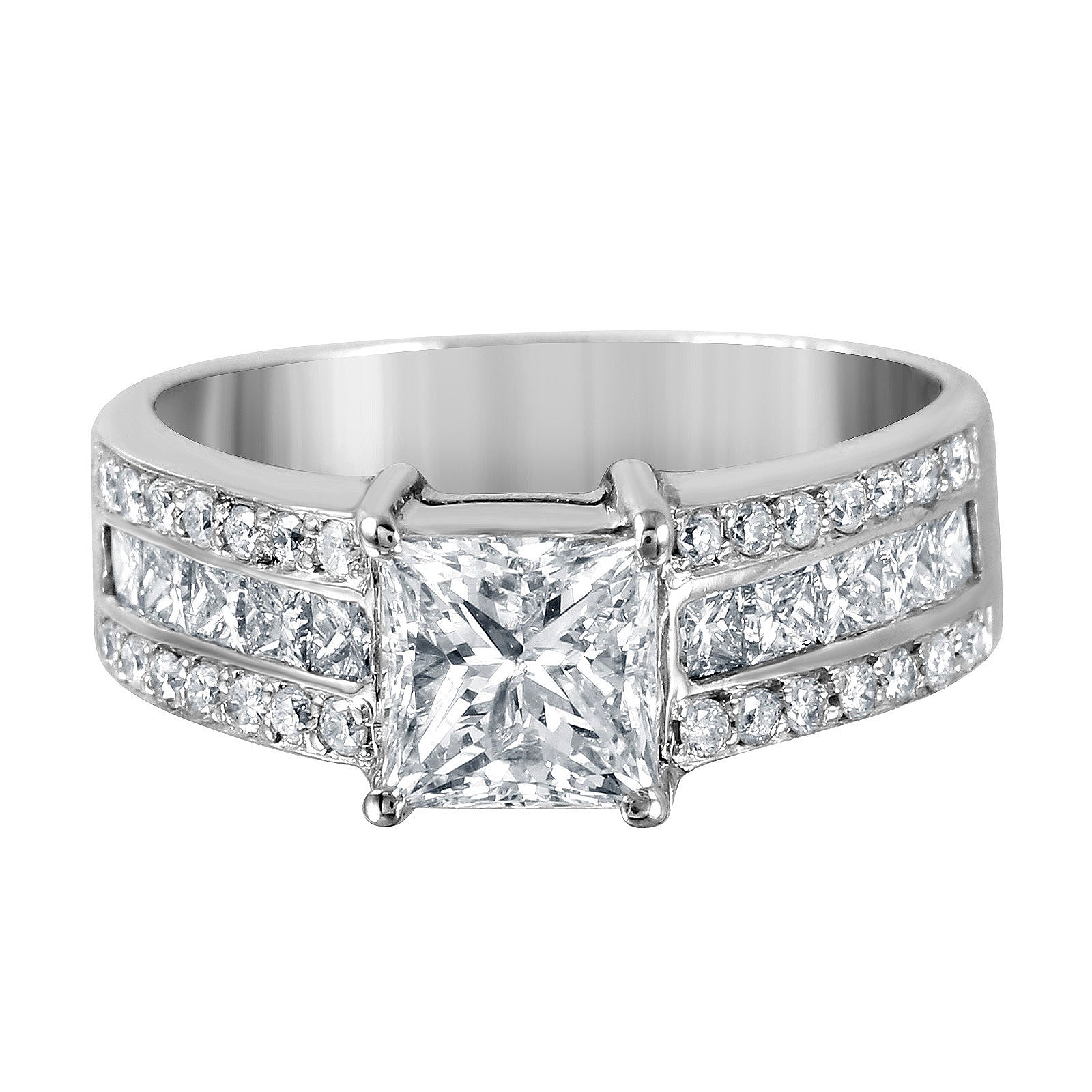 14KT White Gold 1.80ctw Diamond Engagement Ring Size 5