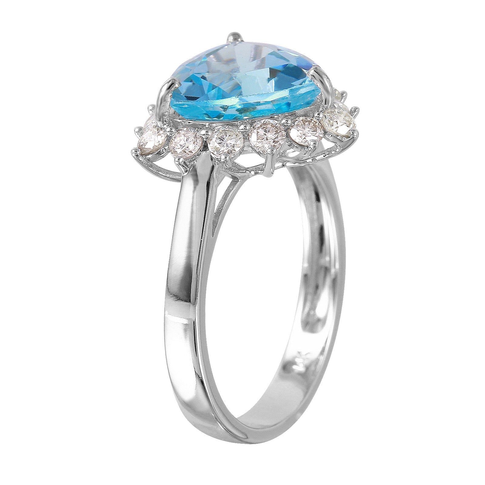 14KT White Gold 5.06ctw Topaz Diamond Cocktail Ring Size 7.25