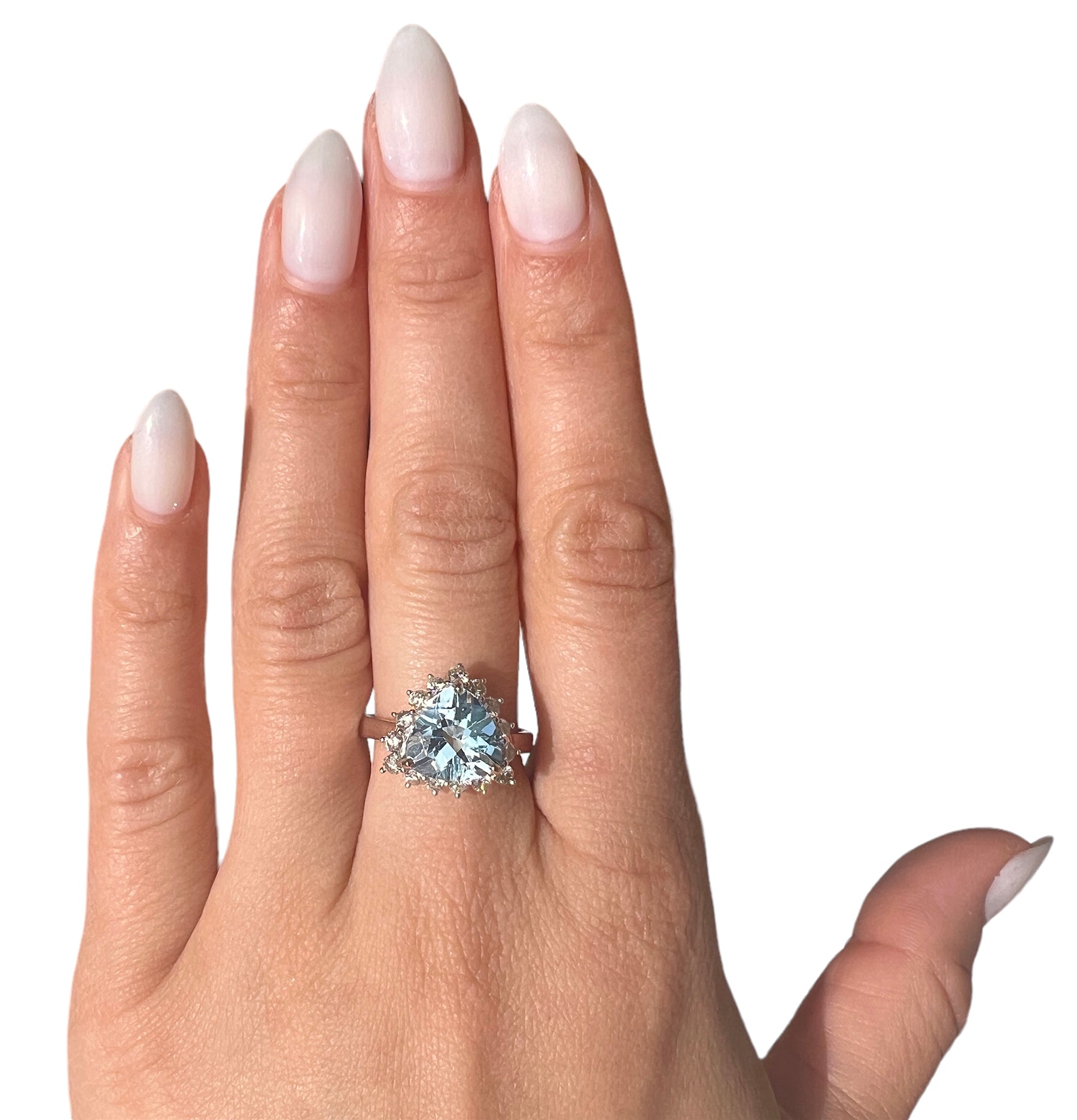 14KT White Gold 5.06ctw Topaz Diamond Cocktail Ring Size 7.25