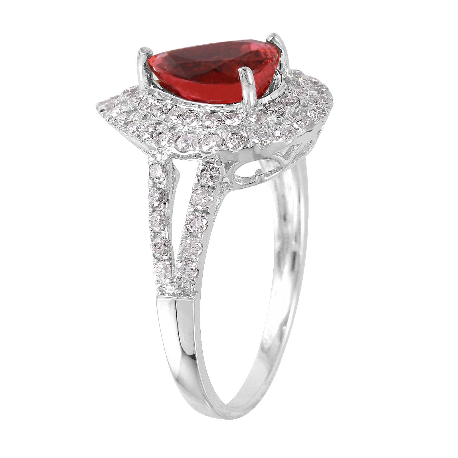 14KT White Gold 2.18ctw Tourmaline Diamond Cocktail Ring Size 7