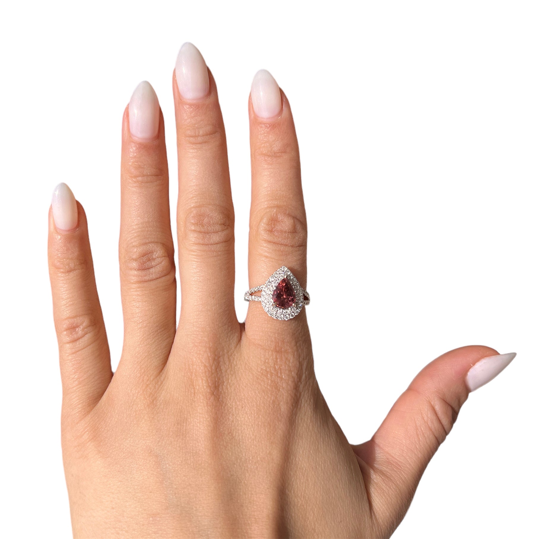 14KT White Gold 2.18ctw Tourmaline Diamond Cocktail Ring Size 7