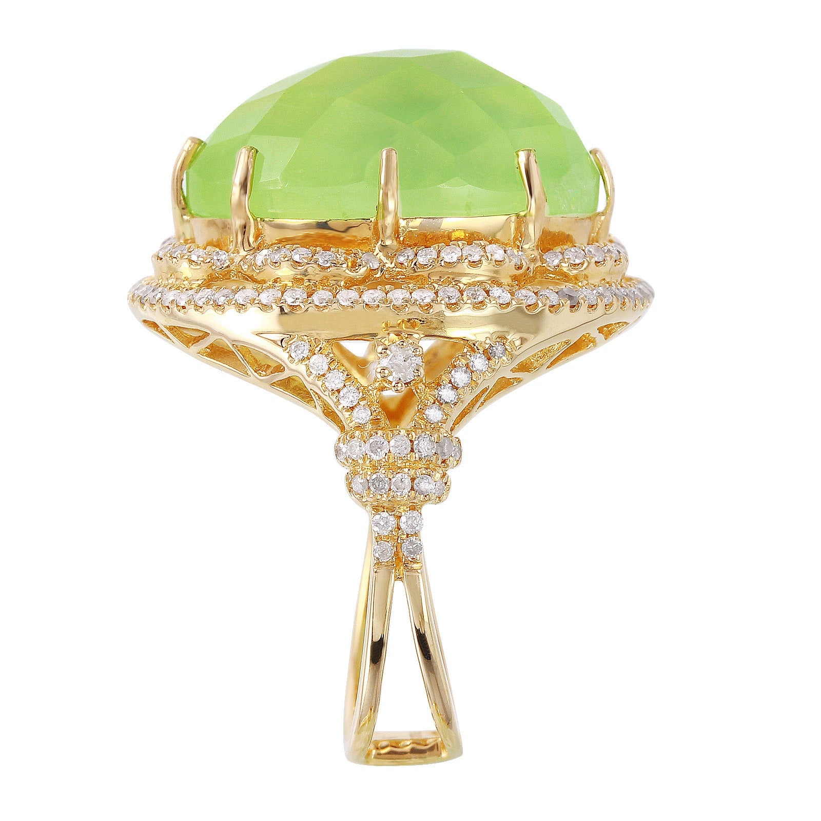 14KT Yellow Gold 14.80ctw Tourmaline Diamond Cocktail Ring Size 7