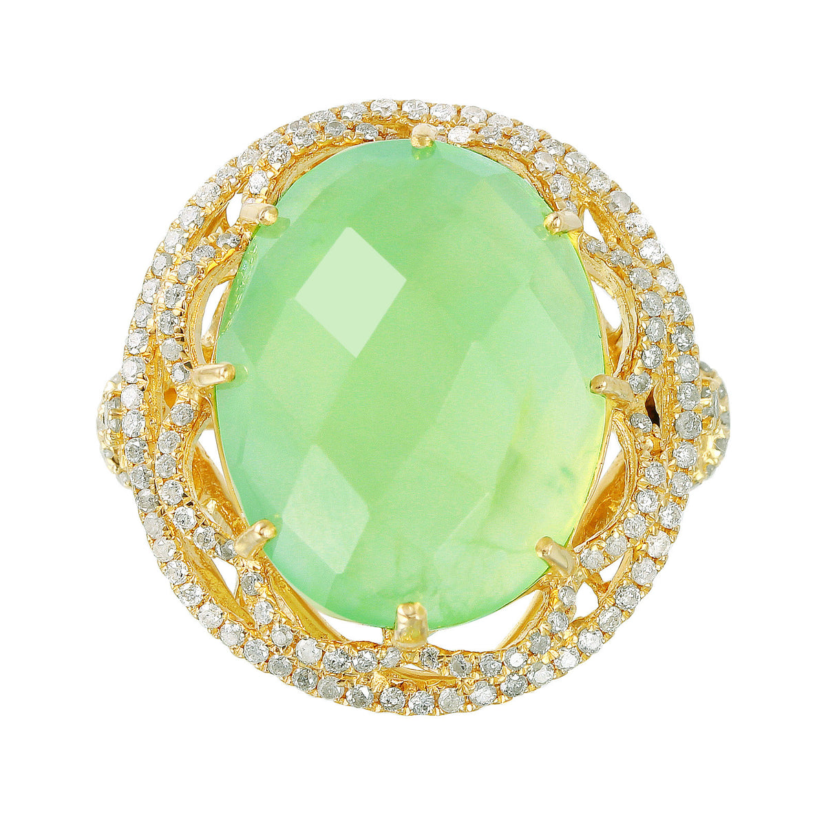 14KT Yellow Gold 14.80ctw Tourmaline Diamond Cocktail Ring Size 7