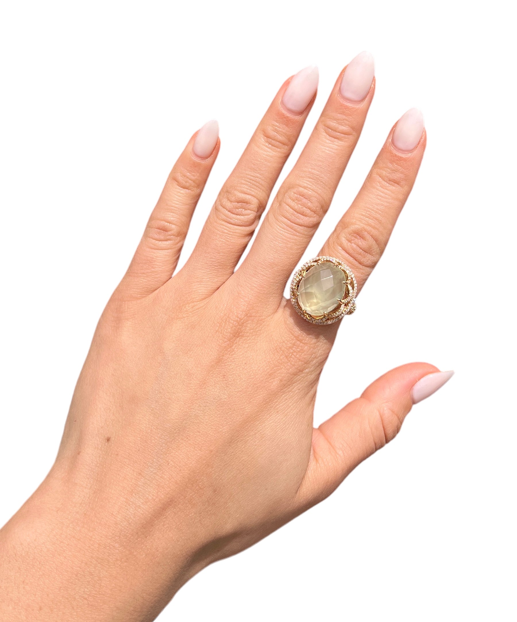 14KT Yellow Gold 14.80ctw Tourmaline Diamond Cocktail Ring Size 7