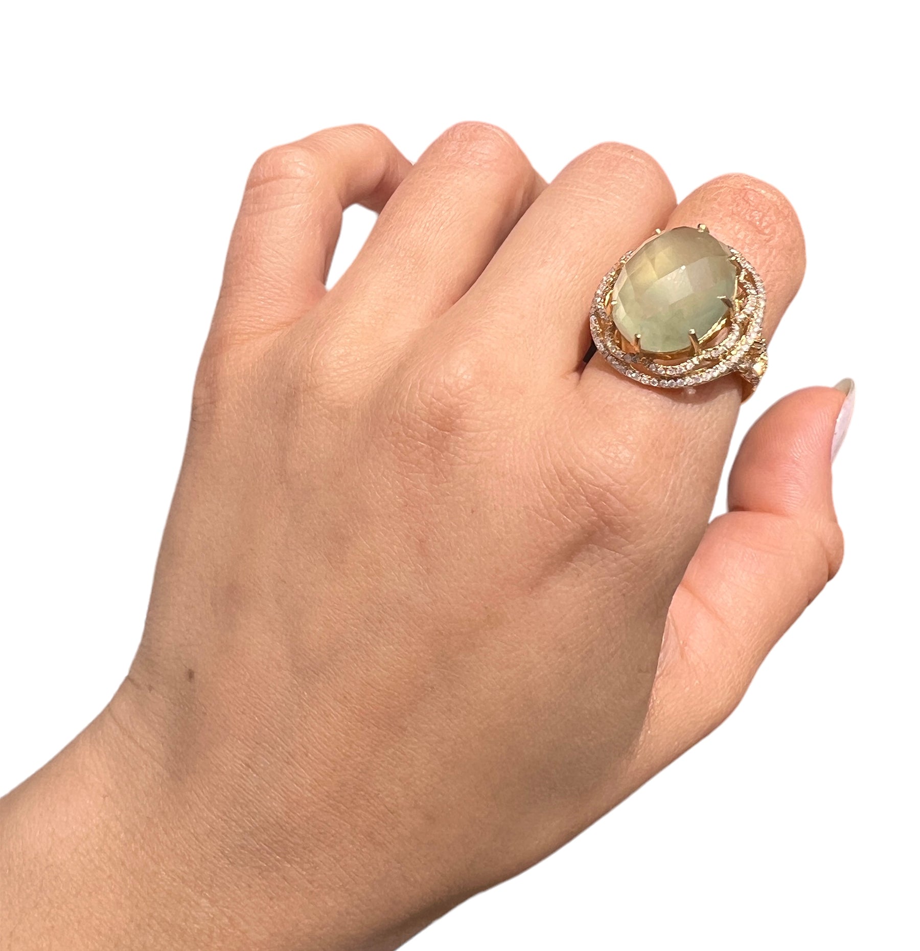 14KT Yellow Gold 14.80ctw Tourmaline Diamond Cocktail Ring Size 7