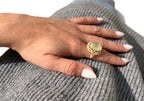 14KT Yellow Gold 14.80ctw Tourmaline Diamond Cocktail Ring Size 7