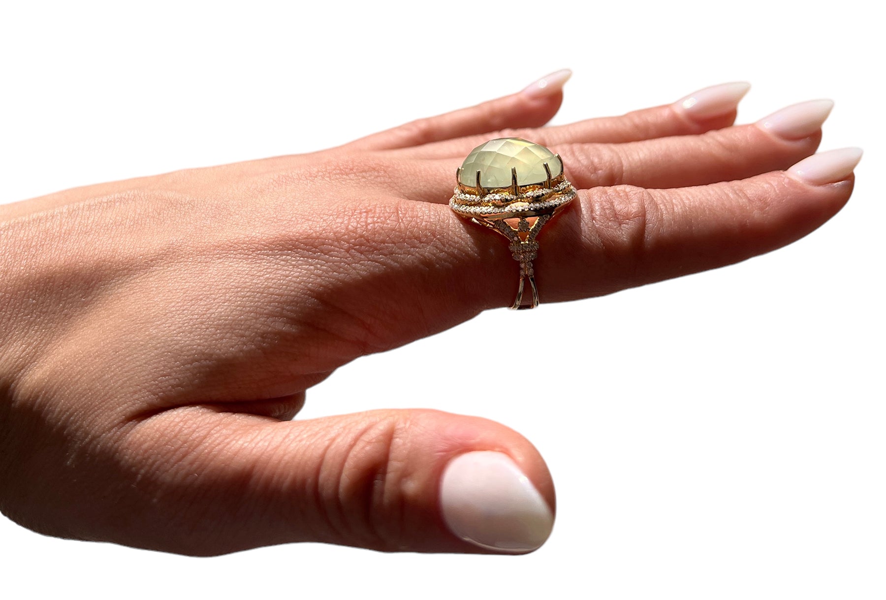 14KT Yellow Gold 14.80ctw Tourmaline Diamond Cocktail Ring Size 7