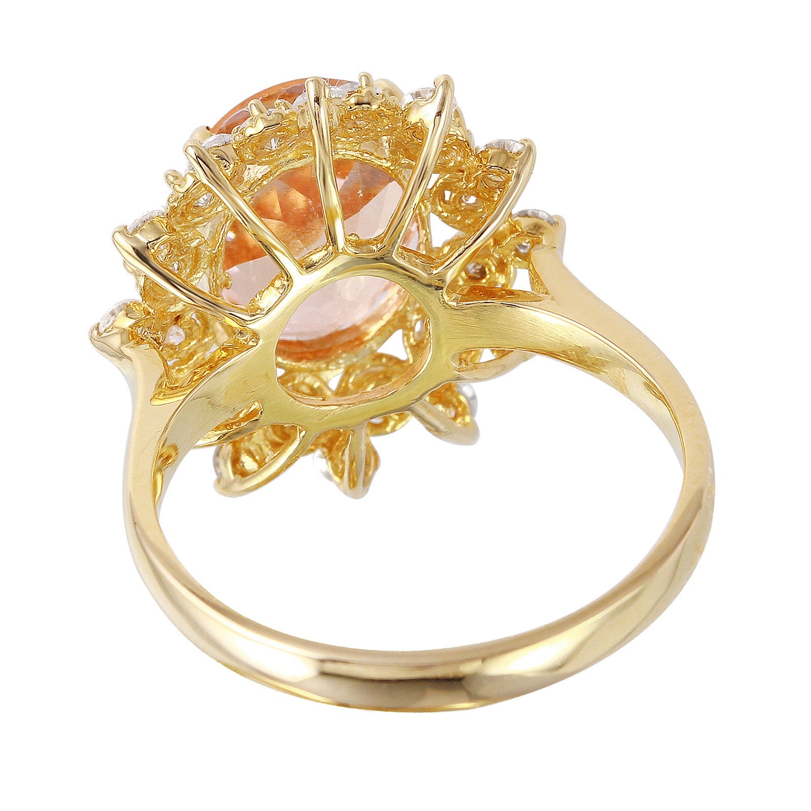 14KT Yellow Gold 4.04ctw Morganite Diamond Cocktail Ring Size 7
