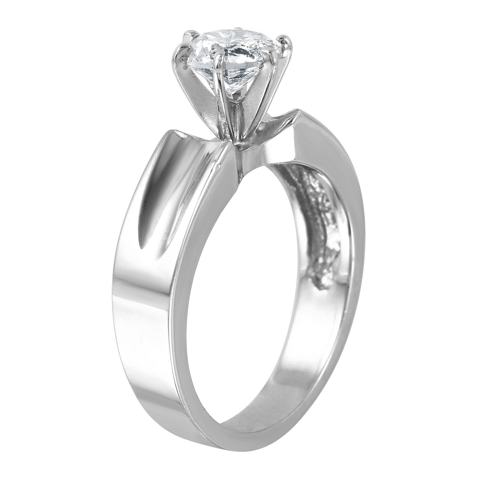 14KT White Gold 0.93ctw Diamond Solitaire Ring Size 6
