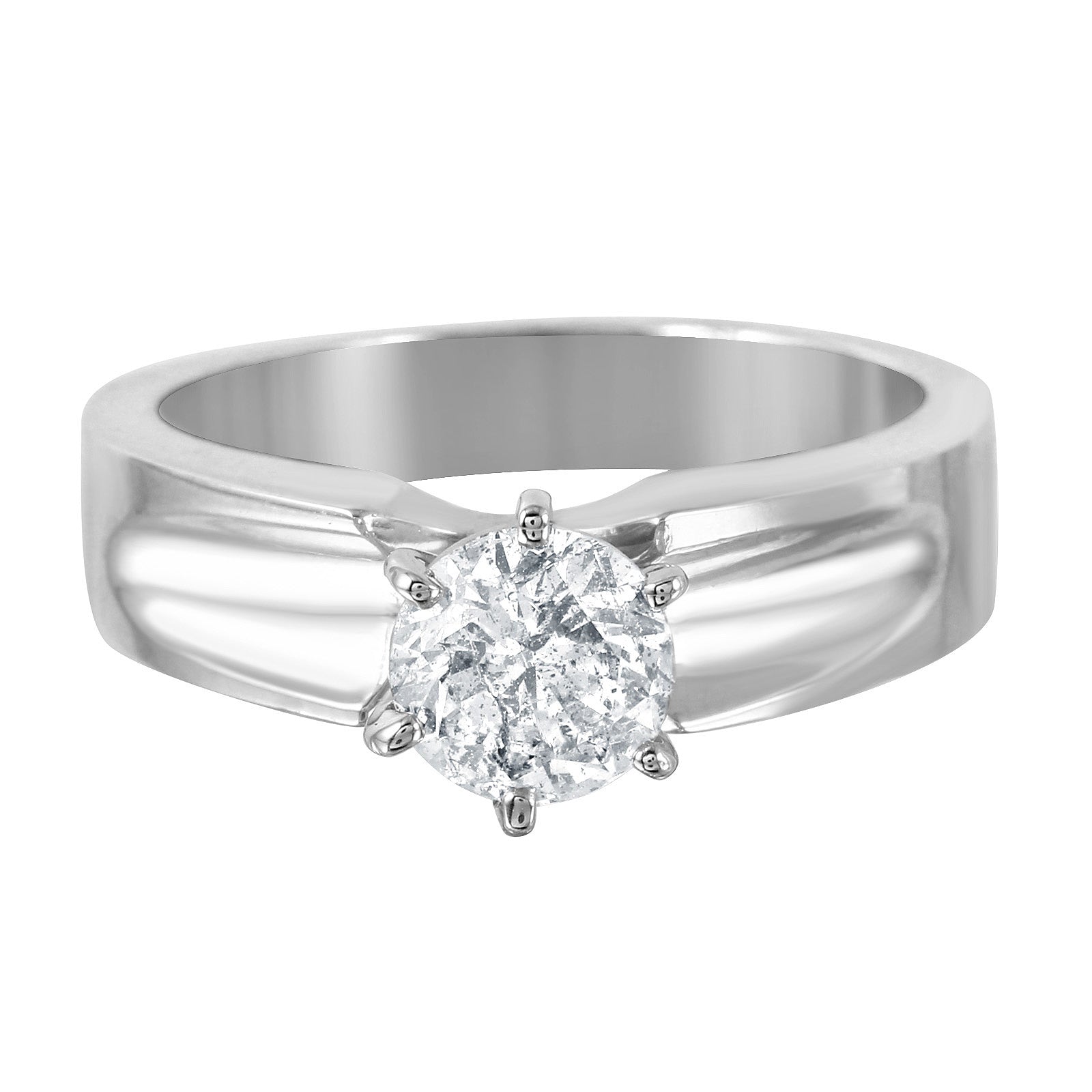 14KT White Gold 0.93ctw Diamond Solitaire Ring Size 6
