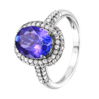 14KT White Gold 4.33ctw Tanzanite Diamond Cocktail Ring Size 7.25