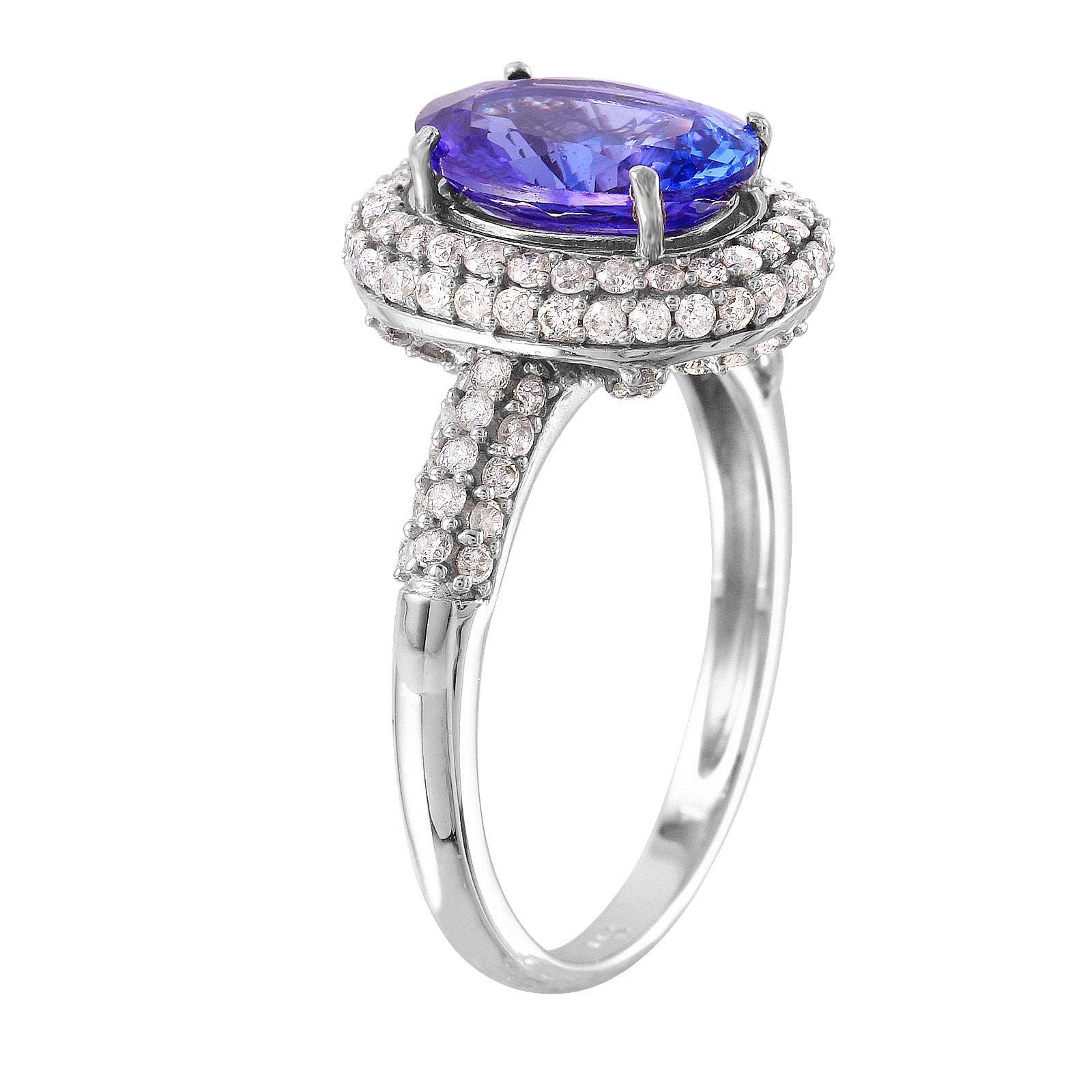 14KT White Gold 4.33ctw Tanzanite Diamond Cocktail Ring Size 7.25