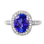 14KT White Gold 4.33ctw Tanzanite Diamond Cocktail Ring Size 7.25