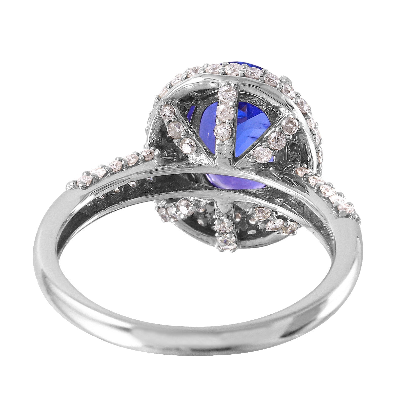 14KT White Gold 4.33ctw Tanzanite Diamond Cocktail Ring Size 7.25