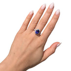 14KT White Gold 4.33ctw Tanzanite Diamond Cocktail Ring Size 7.25