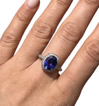 14KT White Gold 4.33ctw Tanzanite Diamond Cocktail Ring Size 7.25