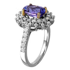 14KT Two Tone Gold Tanzanite Diamond Cocktail Ring Size 7.5