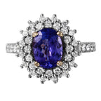 14KT Two Tone Gold Tanzanite Diamond Cocktail Ring Size 7.5