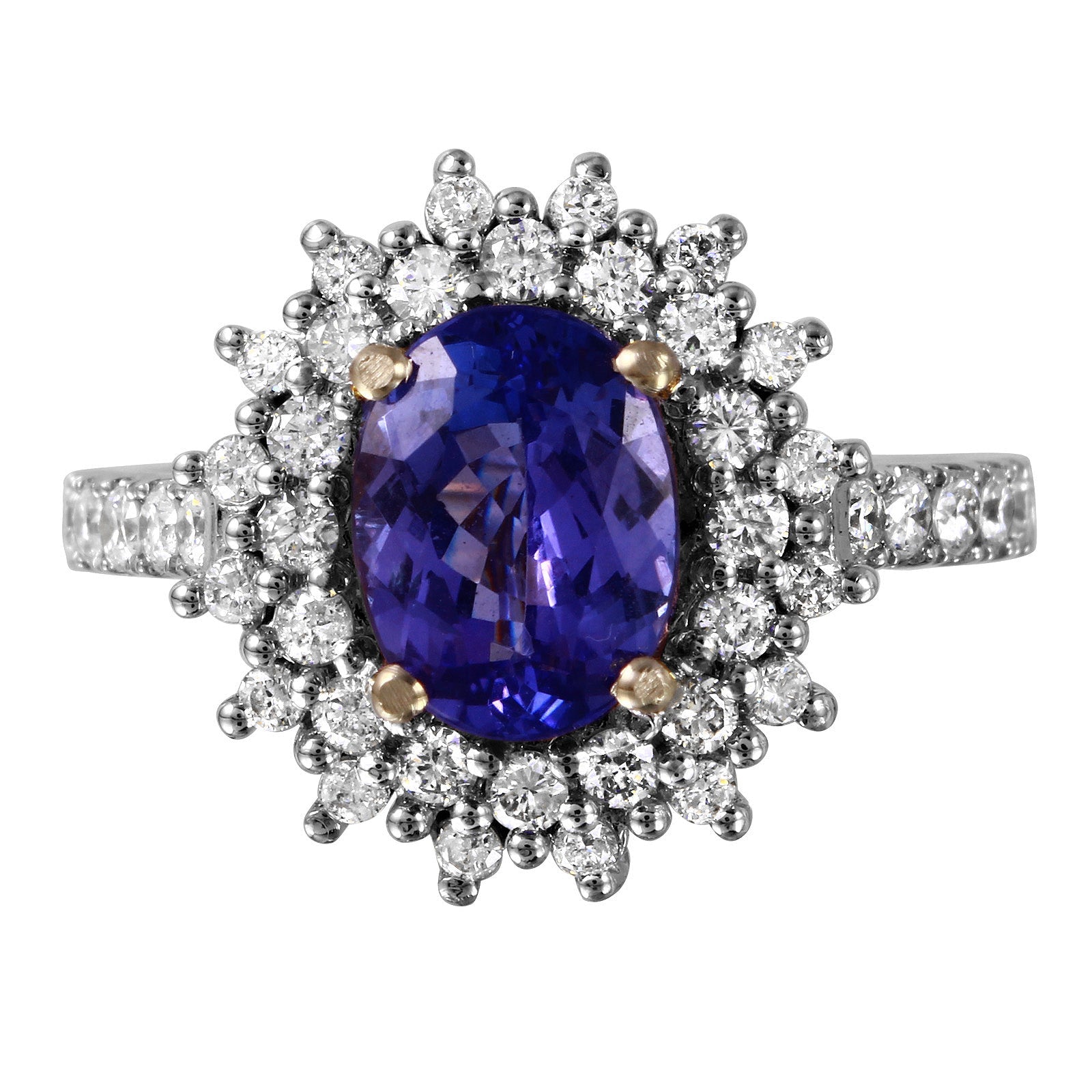 14KT Two Tone Gold Tanzanite Diamond Cocktail Ring Size 7.5