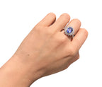 14KT Two Tone Gold Tanzanite Diamond Cocktail Ring Size 7.5