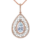14KT Gold Aquamarine Diamond Necklace Length 16