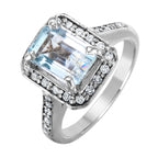 14KT White Gold 2.66ctw Aquamarine Diamond Cocktail Ring Size 6.5